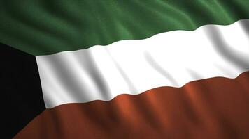 lindo bandeira é acenando dentro vento. movimento. patriótico 3d animação com bandeira do país. fechar-se do acenando 3d bandeira do Kuwait foto