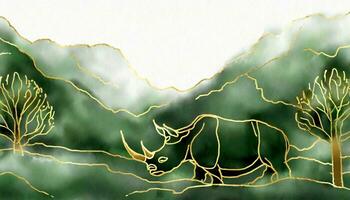 ai gerado arte vida do rinoceronte dentro natureza, quadra impressão estilo foto