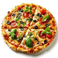 ai gerado quente italiano pizza isolado em branco foto