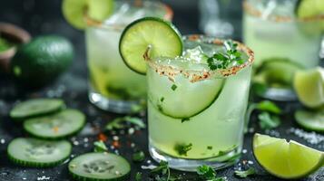 ai gerado pepino Margarita com Lima e uma picante aro foto