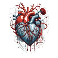 ai gerado gráfico do uma cinza-vermelho humano coração em uma branco fundo foto