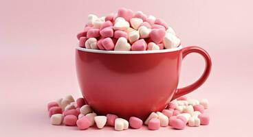 ai gerado uma copo do caneca com marshmallows e doce foto