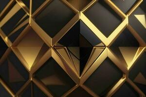 ai gerado 3d Renderização luxo Preto e dourado abstrato fundo. pró foto