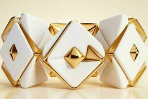 ai gerado 3d Renderização luxo branco e dourado abstrato fundo. pró foto