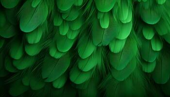 ai gerado detalhado digital arte do verde penas textura fundo exibindo ampla pássaro penas foto