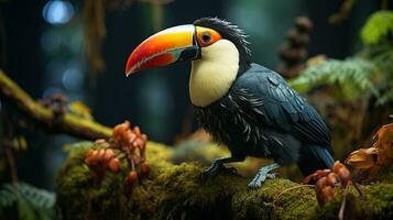 ai gerado tucano pássaro com grandes bico beleza natureza animais selvagens animal foto
