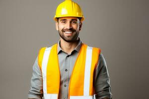 ai gerado construção setor e industrial trabalhadores conceito. confiante jovem ásia engenheiro. ai gerado foto