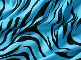 ai gerado a imagem mostra azul, preto, e branco zebra listras em uma azul tecido, foto