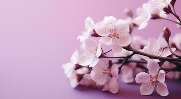 ai gerado roxa lila flores sobre uma Rosa fundo foto