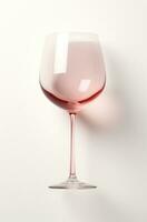 ai gerado Rosa vinho vidro em uma branco fundo foto