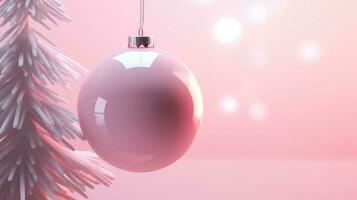 ai gerado uma Rosa Natal bola trava a partir de uma pinho árvore ramo com uma Natal luz fundo foto