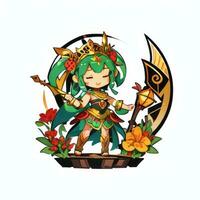 ai gerado fofa chibi Guerreiro animê avatar jogador ícone grampo arte adesivo decoração simples fundo foto