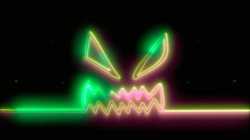 neon verde halloween assustador, emoji, renderização 3D, foto