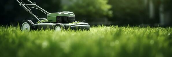ai gerado gramado cortador de grama cortes verde Relva foto