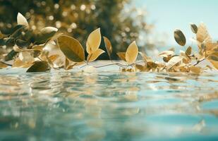 ai gerado piscina com folhas dentro a água foto