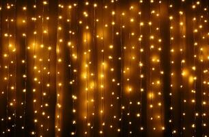 ai gerado Natal luzes luzes em a cortinas, foto