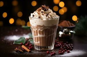 ai gerado café lama chinês quente chocolate Natal foto