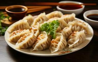 ai gerado gracinha uma la competir de chinês dumplings foto