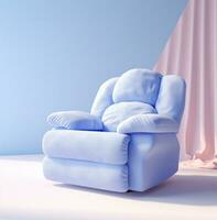 ai gerado uma azul poltrona reclinável cadeira com pernas isolado foto