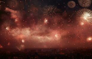 ai gerado fogos de artifício estão a comemorar a Novo ano por aí a mundo, foto