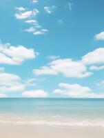 ai gerado a de praia Visão em uma azul céu dia, foto