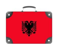 bandeira do país da Albânia, sob a forma de uma mala para viajar, em um fundo branco foto