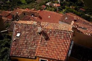 casas com telhados cobertos com telhas foto