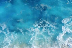 ai gerado aéreo zangão Visão do temperamental oceano onda dentro verão foto