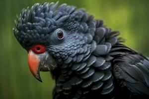 ai gerado uma beautful vermelho atado Preto cacatua. ai gerado foto