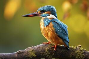 ai gerado martinho pescatore sentado em a árvore ramo. ai gerado foto