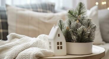 ai gerado uma acolhedor conceito do festivo casa decoração para Natal. ai gerado foto