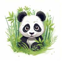 ai gerado fofa panda dentro a meio do uma bambu floresta. camiseta Projeto. ai gerado foto