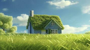 ai gerado verde e ambientalmente amigáveis habitação conceito. ai gerado foto