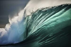 ai gerado extremo fechar acima do surra esmeralda oceano ondas. ai gerado foto