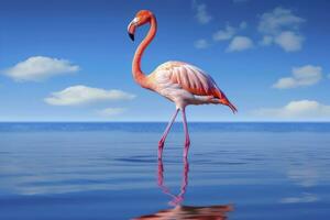 ai gerado Rosa flamingo dentro a água. ai gerado foto