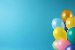 ai gerado 3d rendido esvaziar exibição aniversário com balões pódio mínimo cena para produtos exibição apresentação foto