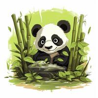 ai gerado fofa panda dentro a meio do uma bambu floresta. camiseta Projeto. ai gerado foto