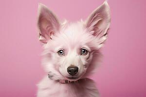 ai gerado Rosa colori cachorro em Rosa fundo. ai gerado foto