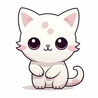 ai gerado fofa kawaii gato clipart ícone branco fundo. ai gerado foto