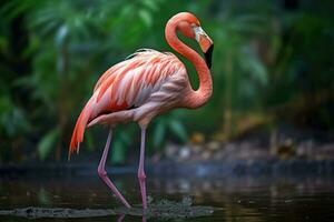 ai gerado lindo flamingo pássaro ai gerado foto