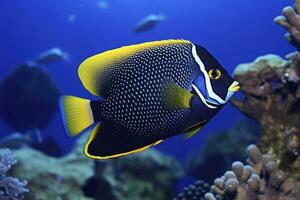 ai gerado lindo peixe anjo dentro a oceano. ai gerado foto