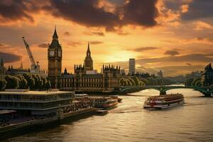 ai gerado lindo Londres e a rio , Londres cidade ai gerado foto