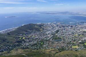 Visão do capa Cidade a partir de topo do mesa montanha, sul África foto