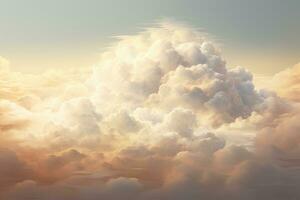 ai gerado aéreo Visão do lindo cumulus nuvens às pôr do sol. 3d ilustração, uma felpudo e suave textura do uma nuvem, ai gerado foto