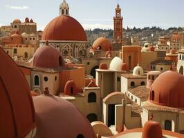 ai gerado a cidade do Florença tem vermelho telhados e cúpulas fundo foto