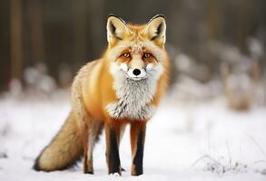 ai gerado vermelho Raposa em pé em neve. ai gerado. foto