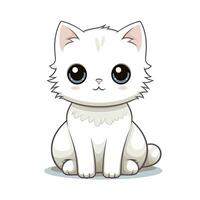 ai gerado fofa kawaii gato clipart ícone branco fundo. ai gerado foto