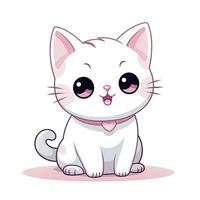 ai gerado fofa kawaii gato clipart ícone branco fundo. ai gerado foto