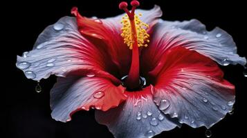 ai gerado uma hibisco flor com uma Preto background.ai gerado. foto