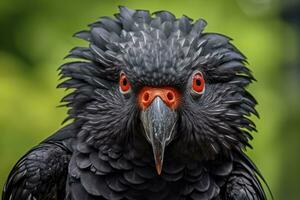 ai gerado uma beautful vermelho atado Preto cacatua. ai gerado foto